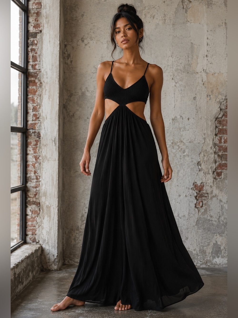 INDAH Black Cutout Maxi Dress Size S